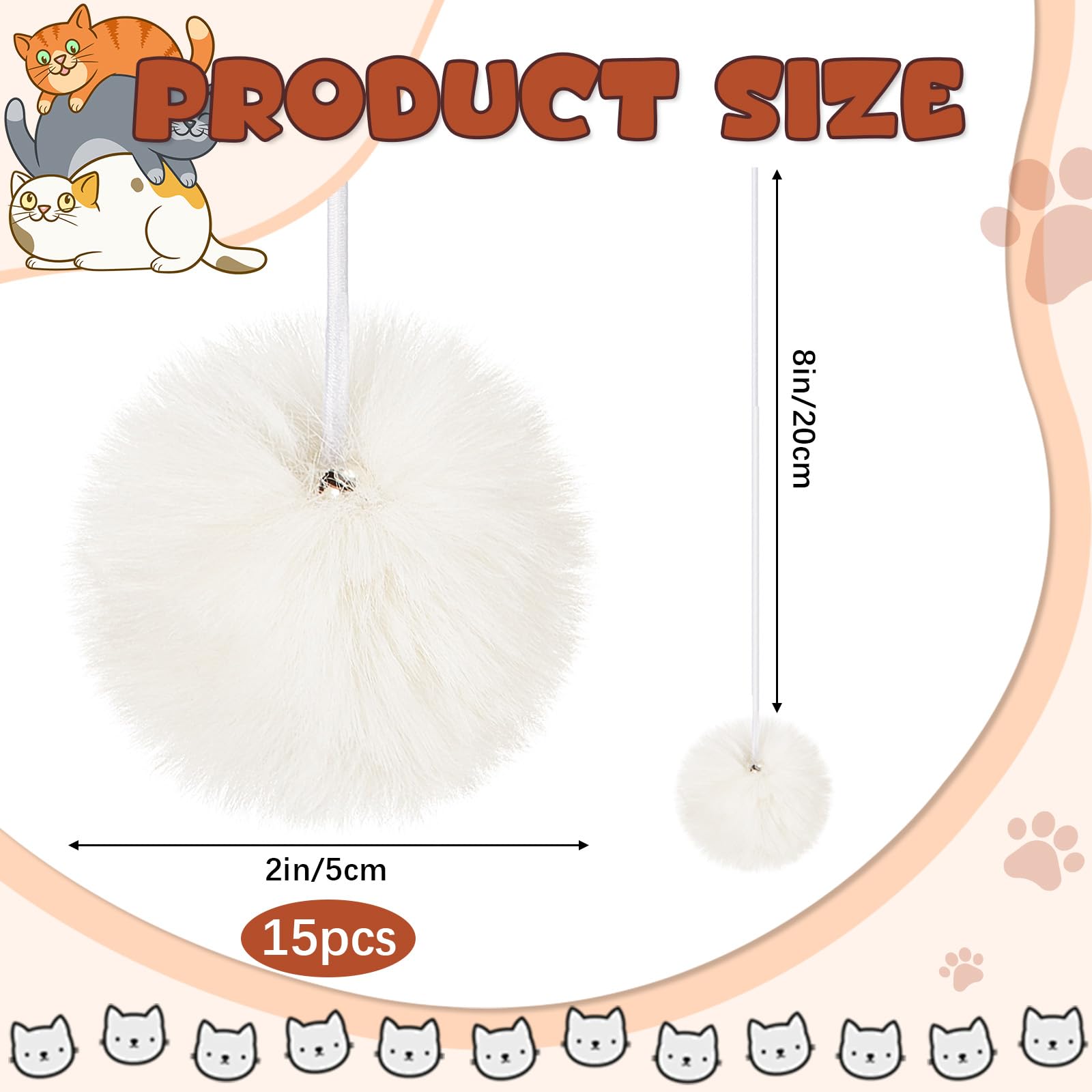 Bola Simgoing de lana artificial beige, duradera para mimos felinos.