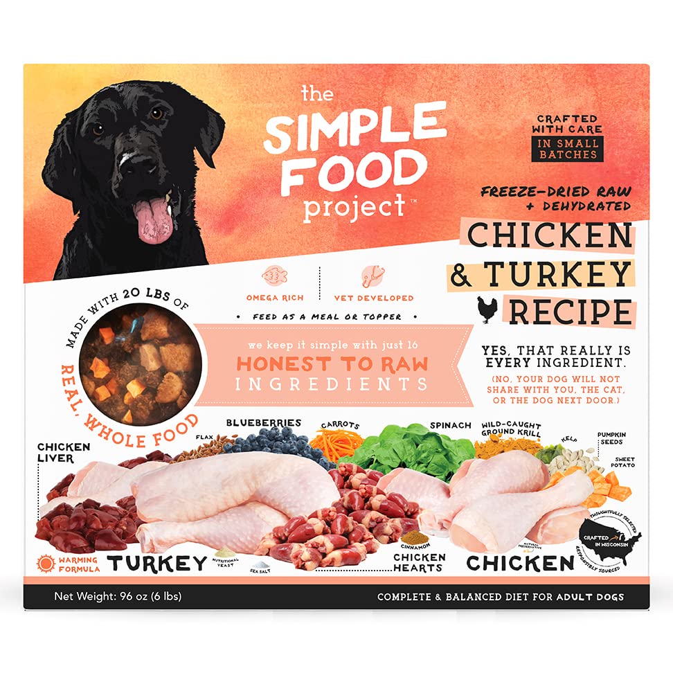 Simple Food Project, bolsa 96oz, alimento crudo liofilizado para perros, práctico y económico.