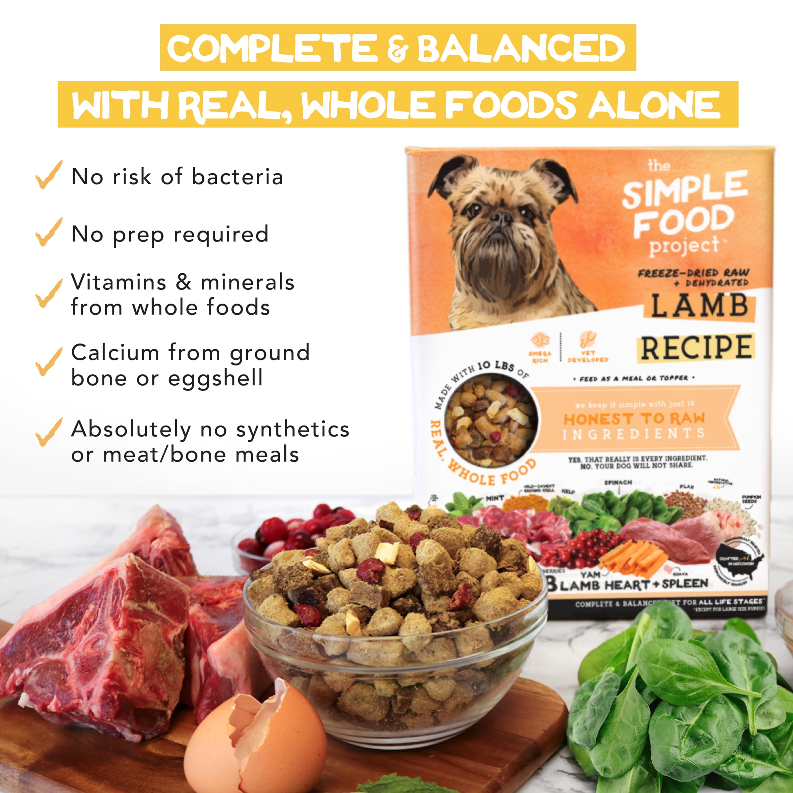 Simple Food Project Receta de cordero: alimento equilibrado para perros carnívoros