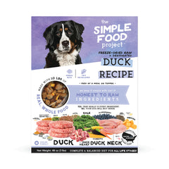Simple Food Project, receta pato en envase 48oz, facilita porciones equilibradas para perros.