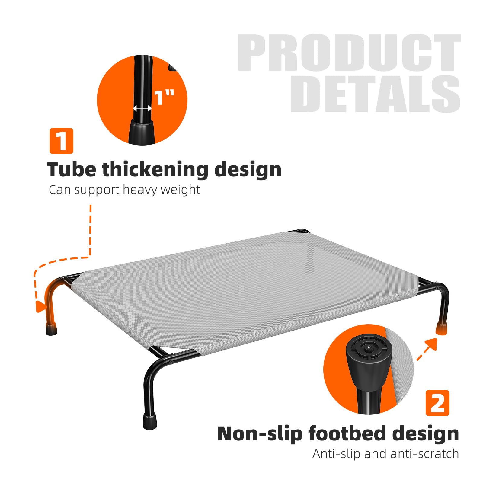 Simple Trending cama elevada para perros grandes, fácil limpieza con paño o agua.