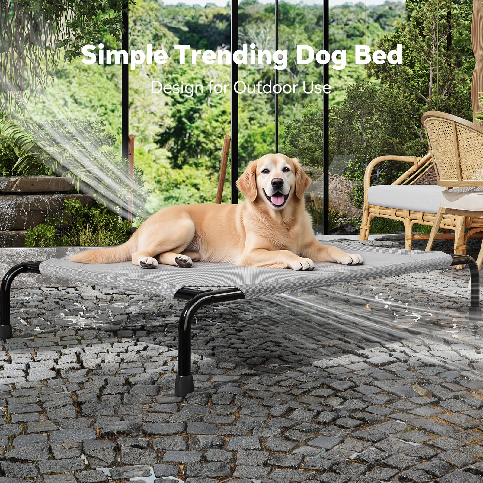 Simple Trending cama elevada para perros grandes, uso versátil interior o exterior.