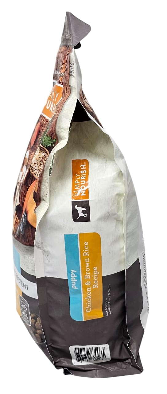 SIMPLY NOURISH bolsa de 5lb de alimento para cachorros, cierre hermético para almacenamiento.
