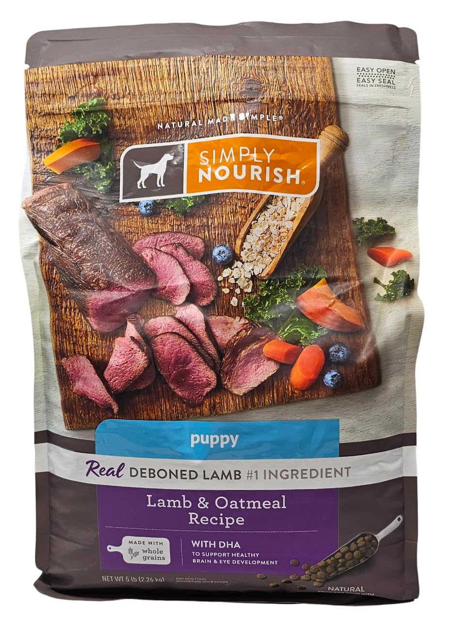 SIMPLY NOURISH cachorros croquetas de cordero y avena en bolsa de 5 libras