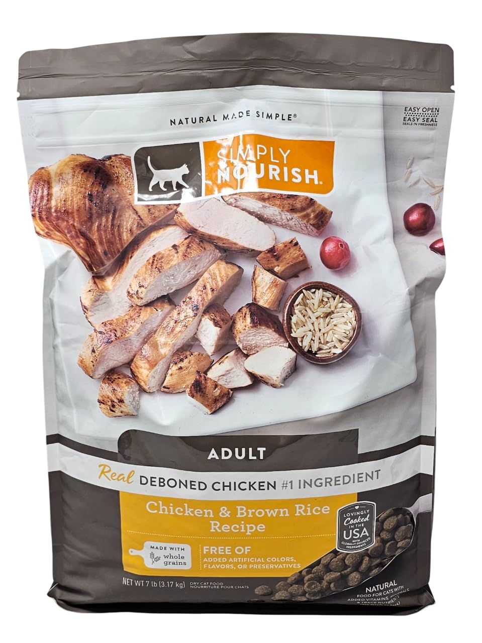 SIMPLY NOURISH Gato: kibble seco, textura crujiente para el día a día.