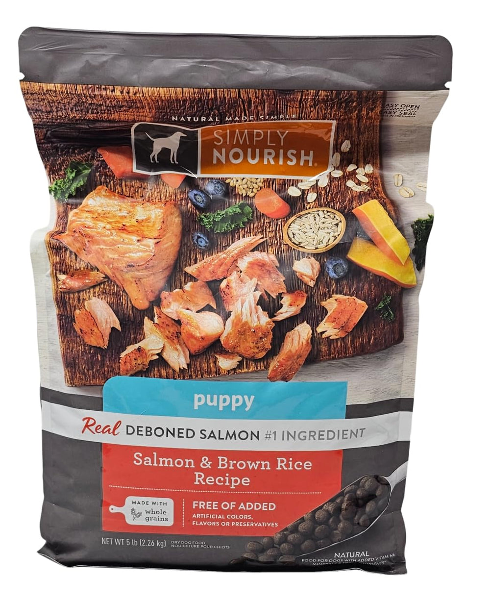 SIMPLY NOURISH mezcla con salmón y arroz, dieta equilibrada para cachorros.
