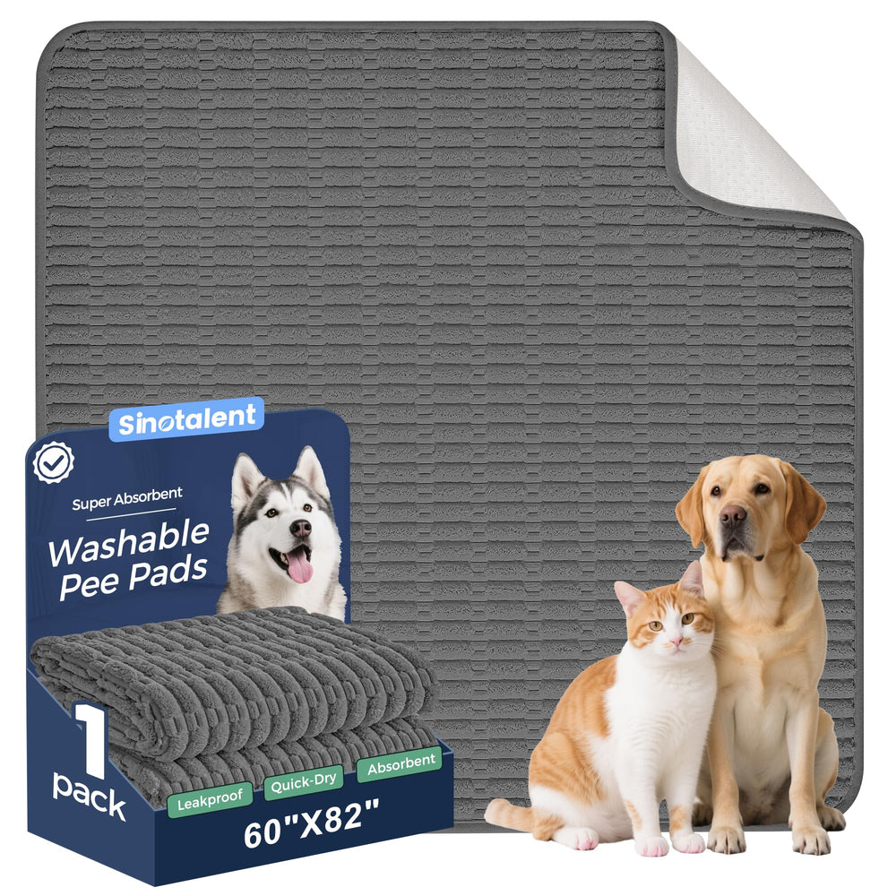 Sinotalent almohadilla para pis de perros 60x82 en gris oscuro, absorbente y lavable.