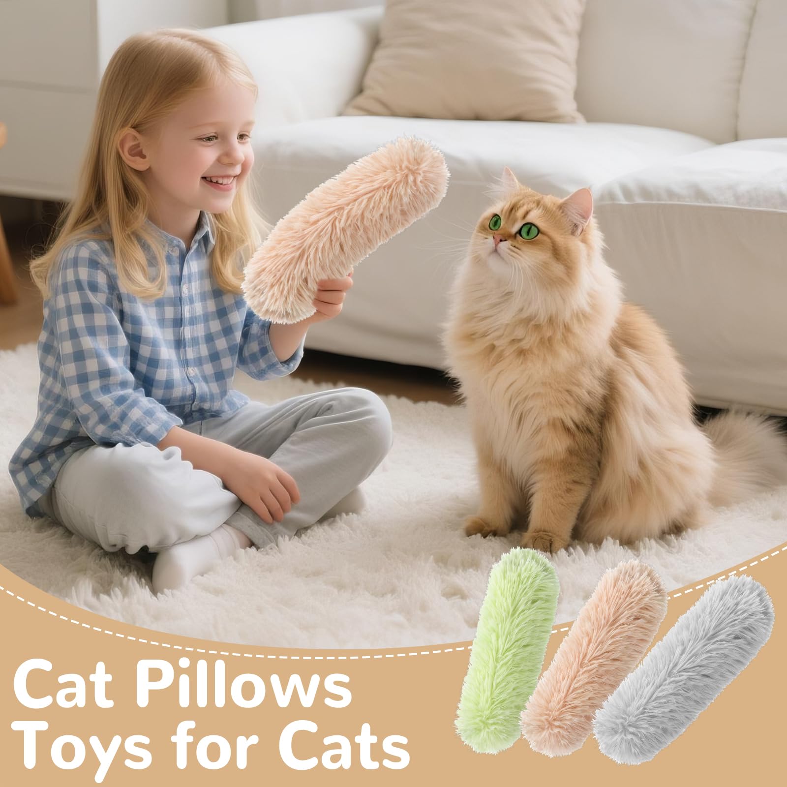 SINROBO almohada con hierba gatera gris: set de 3 colores para diversidad y novedad.