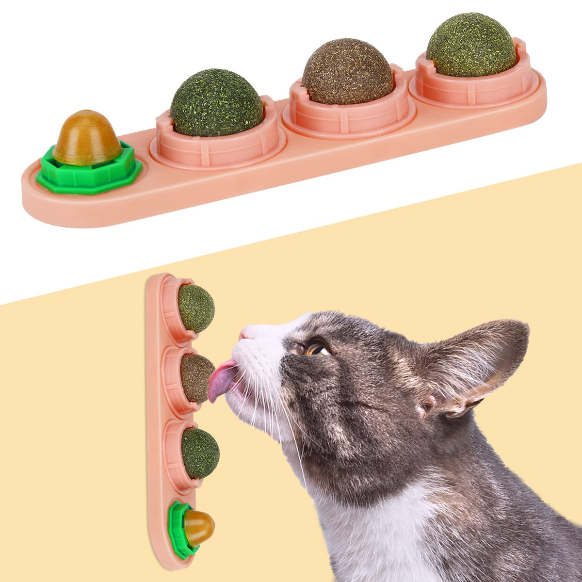 SINROBO bola de catnip para pared rosa, estimula juego seguro.