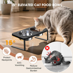Tazón para comida de gato Siooko de acero inoxidable, duradero y fácil de limpiar.