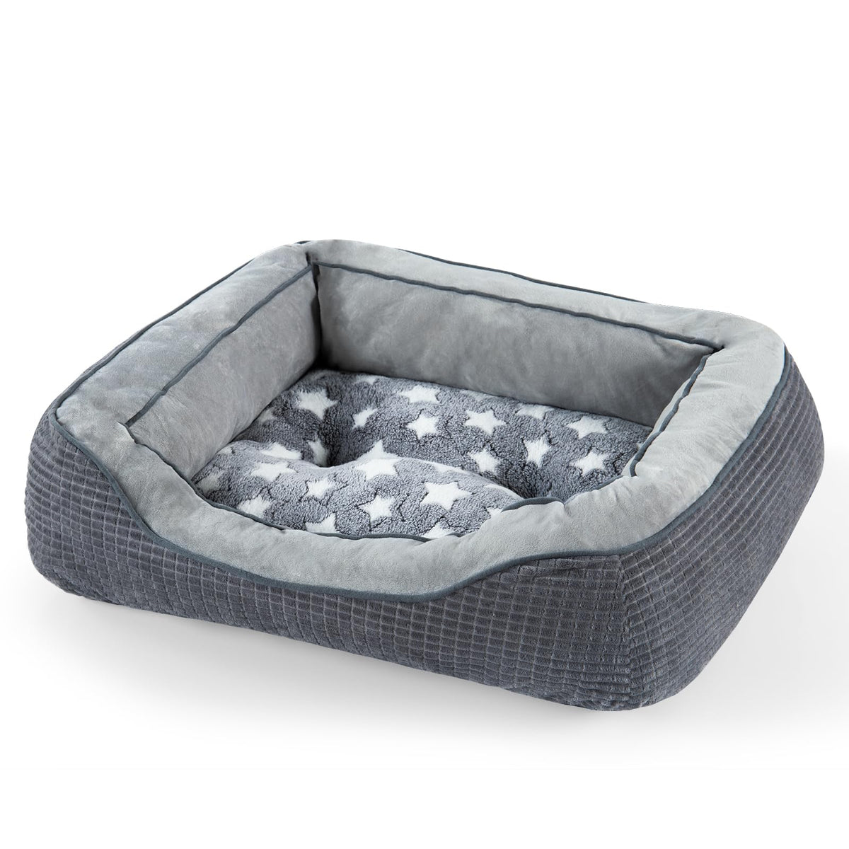 Cama SIWA MARY para perro mediano, gris con pentagrama, confort para dormir