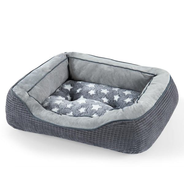 Cama SIWA MARY para perro mediano, gris con pentagrama, confort para dormir