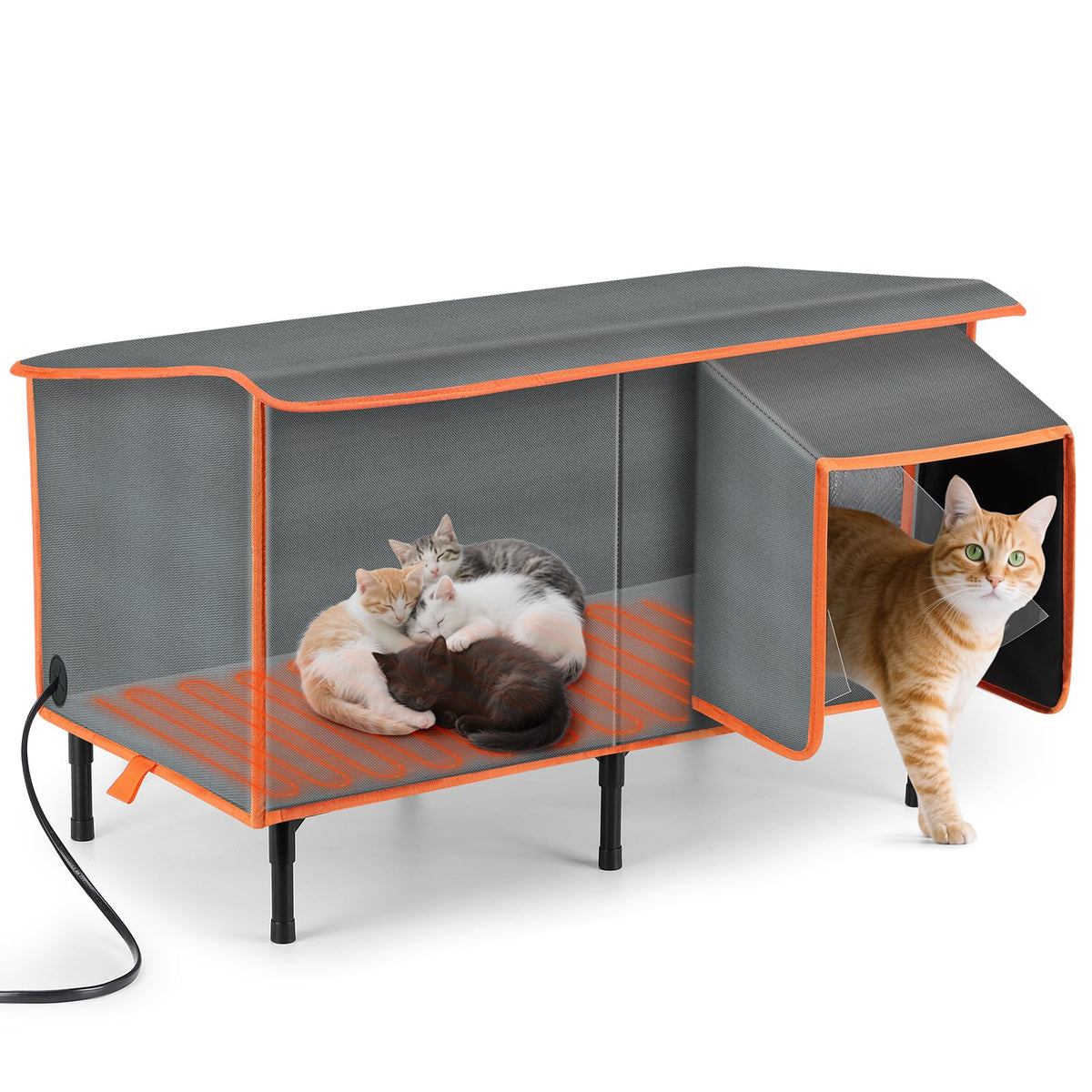 Casa para gatos SIWA MARY con calefacción, refugio cálido exterior