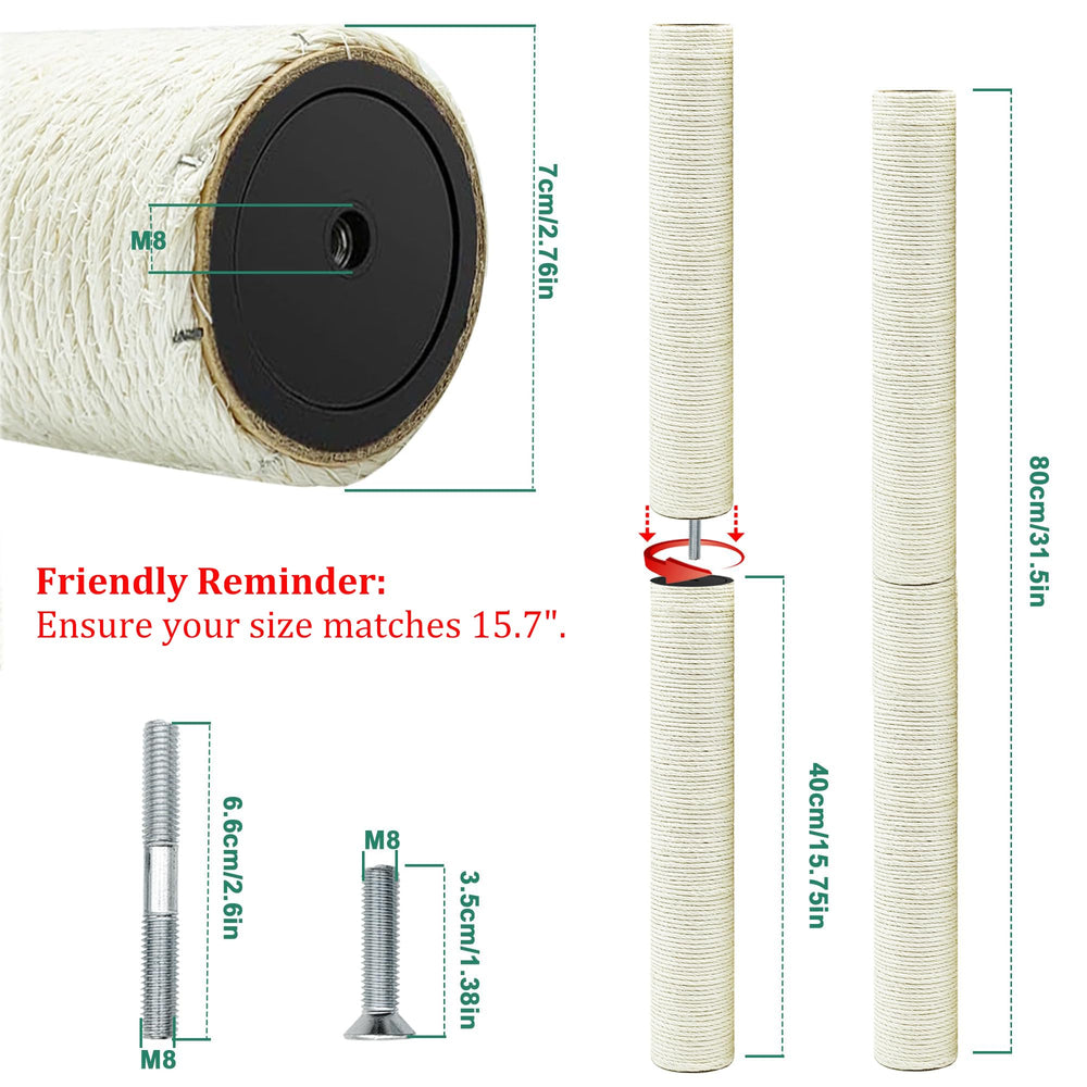 SIYIPURR pieza-sisal natural para arbol de gato, duradera