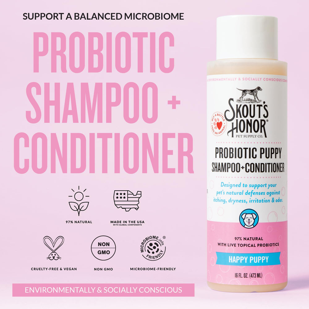 Acondicionador protiótico Skout’s Honor con omega-3 para pelaje suave.