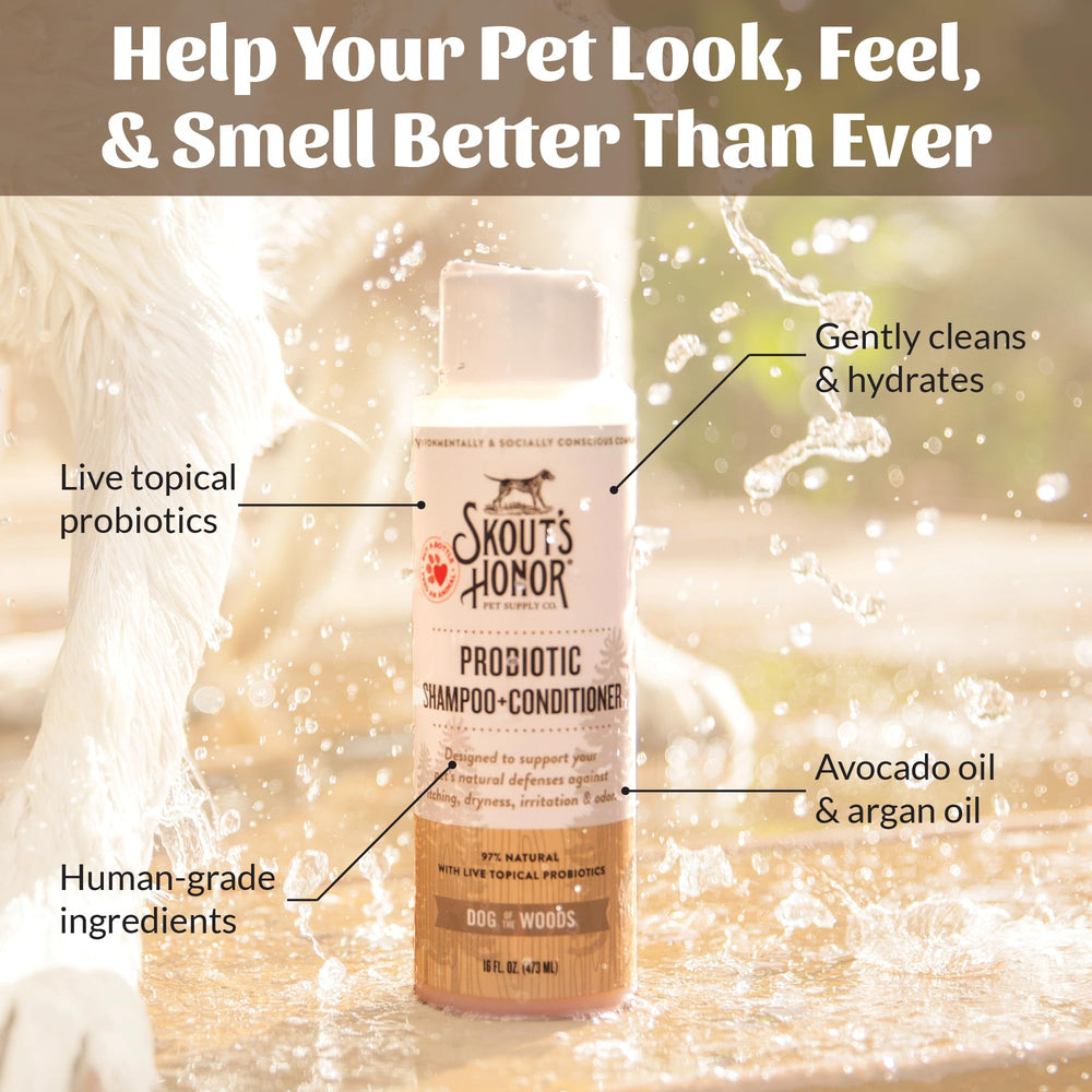 Skout's Honor omega-3 para perros, acondicionador suave, pelaje más saludable y brillo.