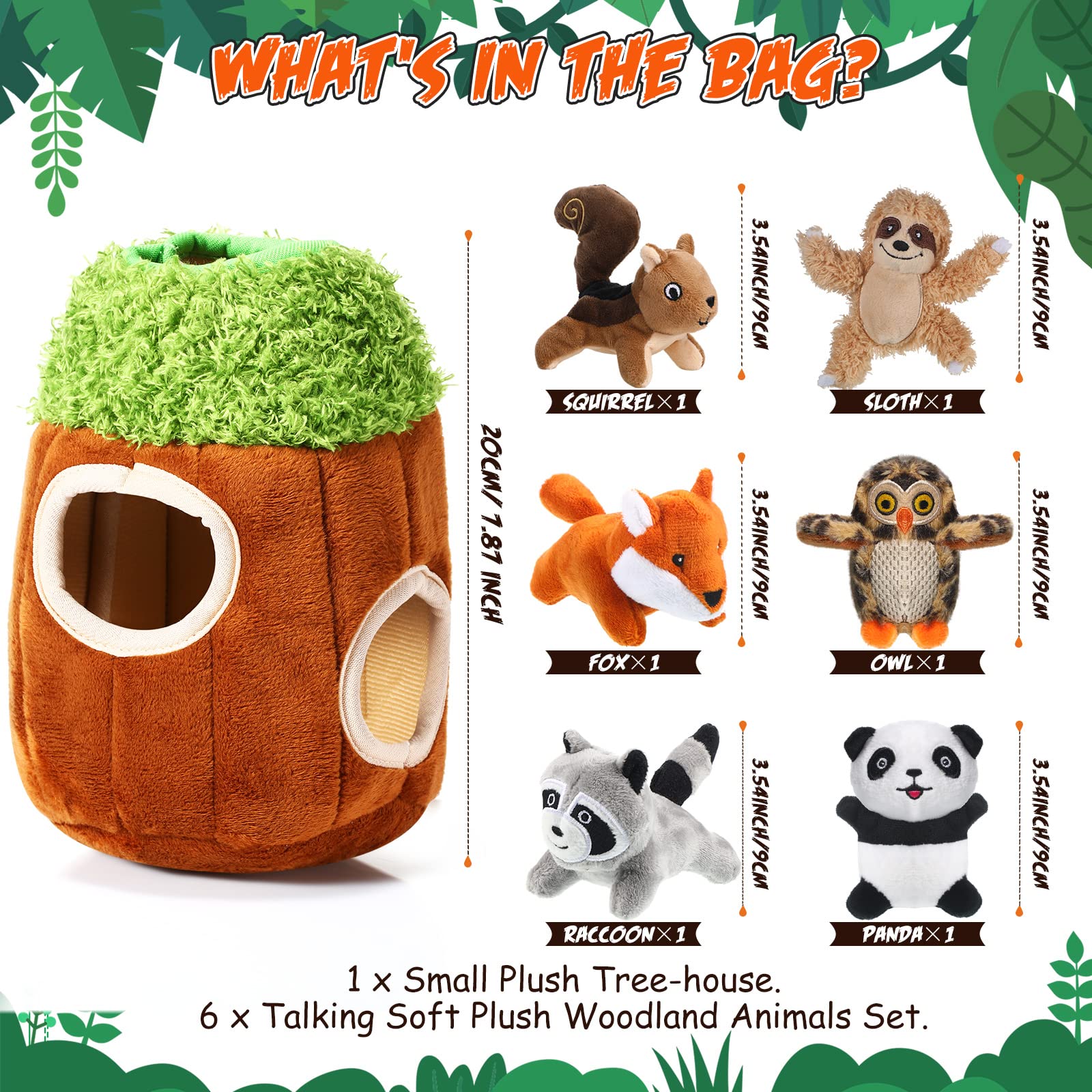 Skylety peluche bosque 1: peluche con chirrido para juego interactivo