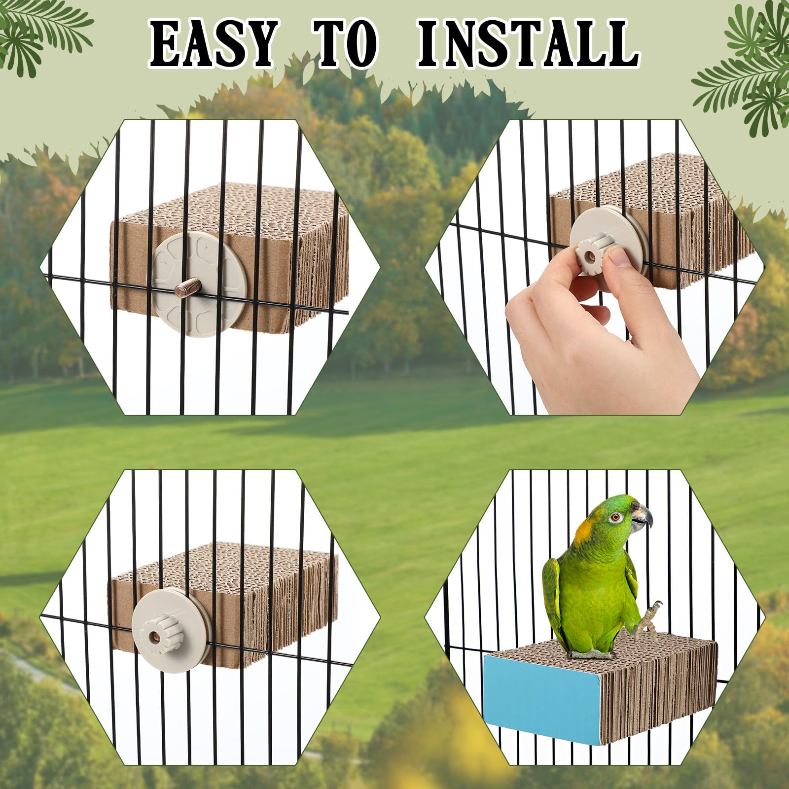 Skyygemm plataforma de cartón para aves pequeñas, instalación sencilla.