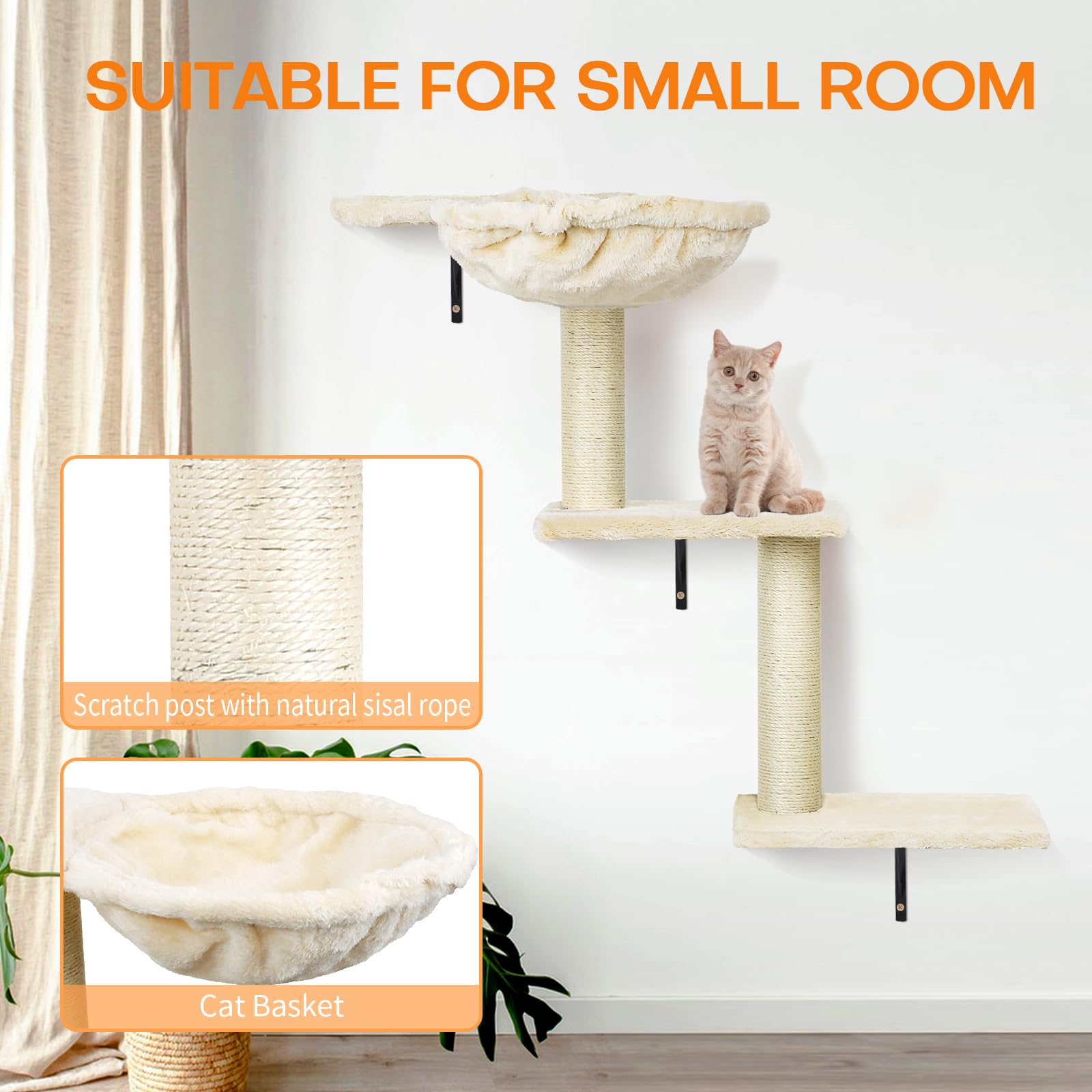 SLFYFC perchas-gato-en-madera, proporciona lugares de descanso seguros.