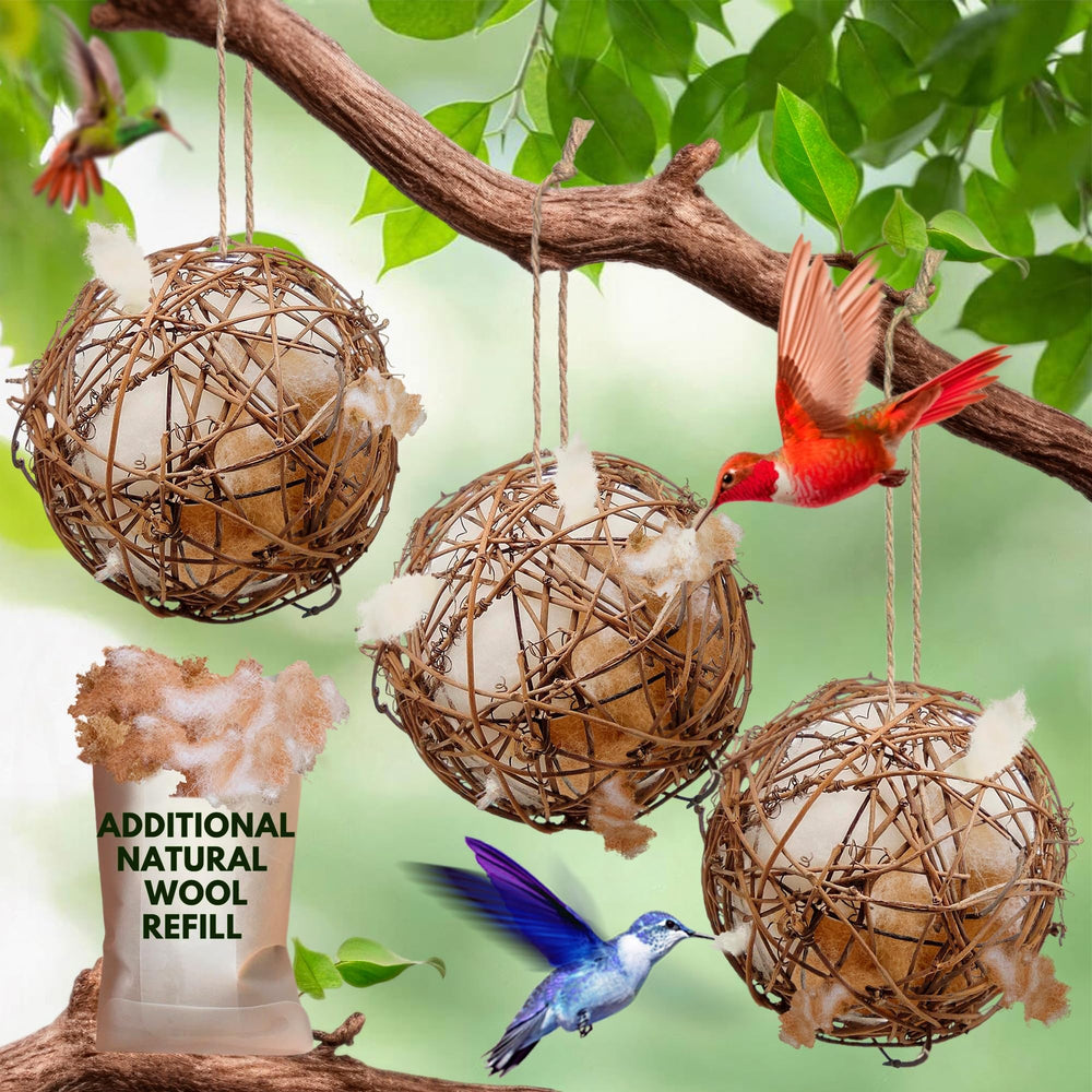 Slivche bolas-nido-aves-externo en jardín para atraer aves silvestres