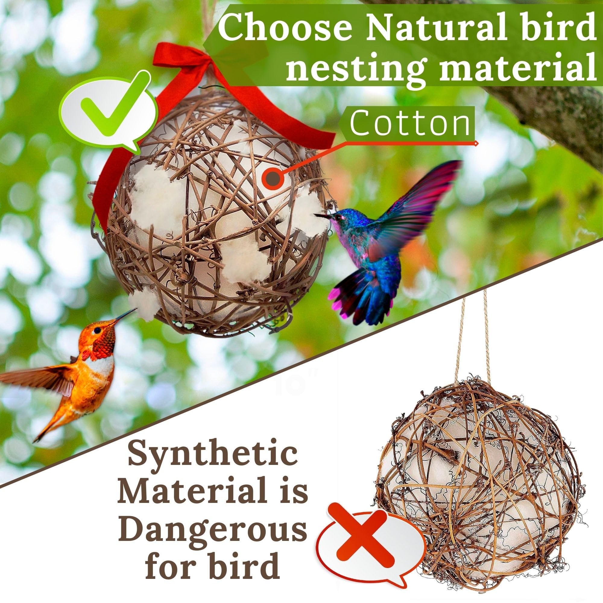 Slivche ganchos-nido-colibri: instalación rápida para ubicar el nido.