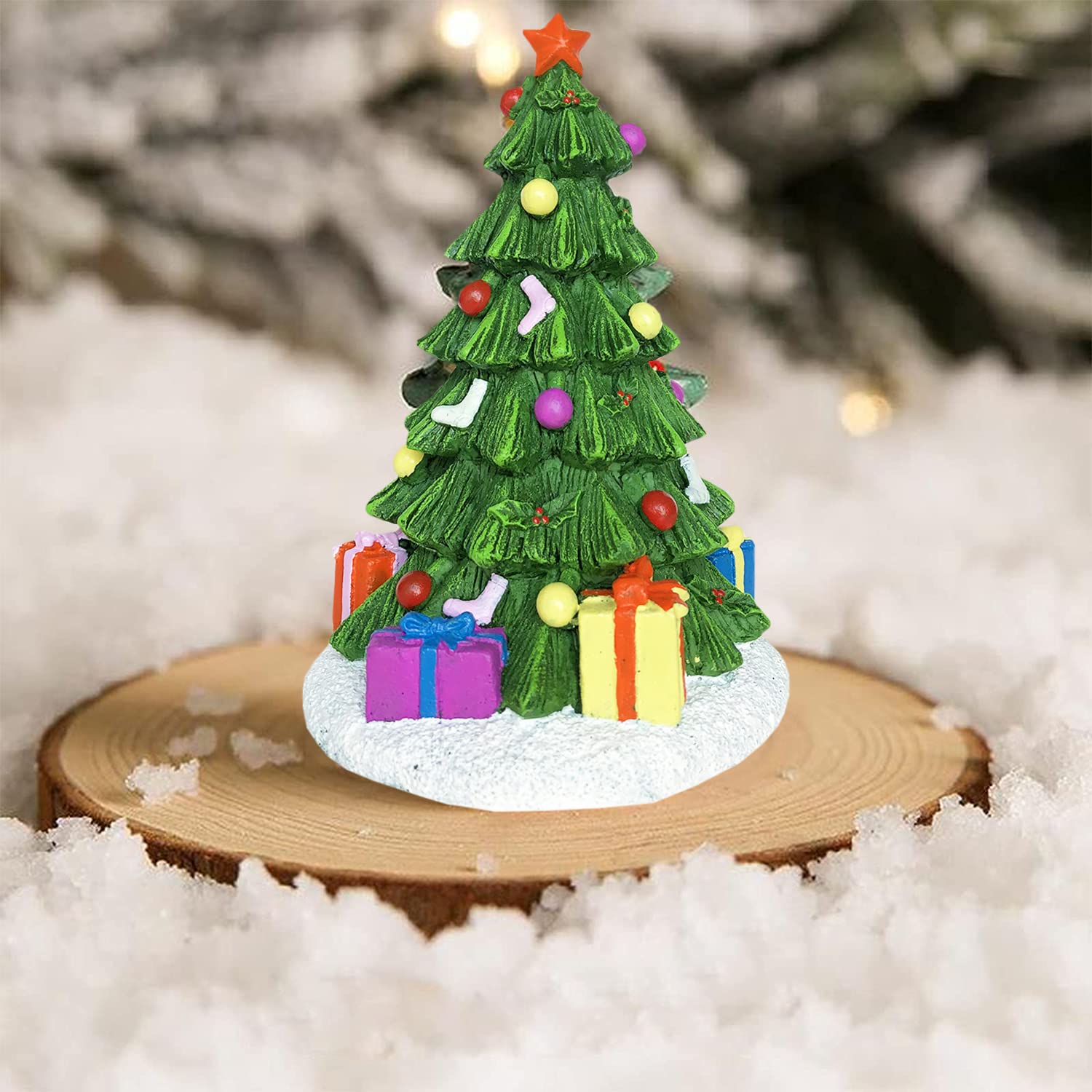 SLOCME instalación estable, árbol navideño en la superficie del acuario.