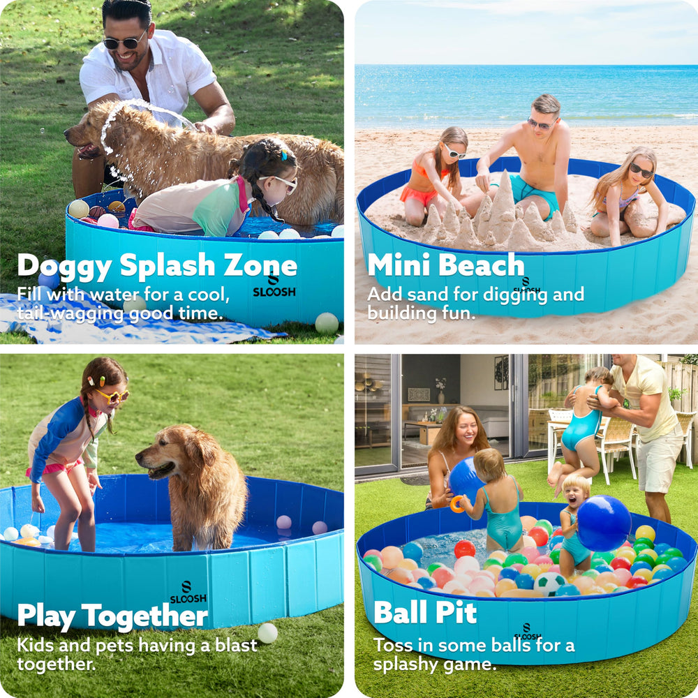 SLOOSH piscina plegable azul, fácil de guardar gracias a su diseño compacto