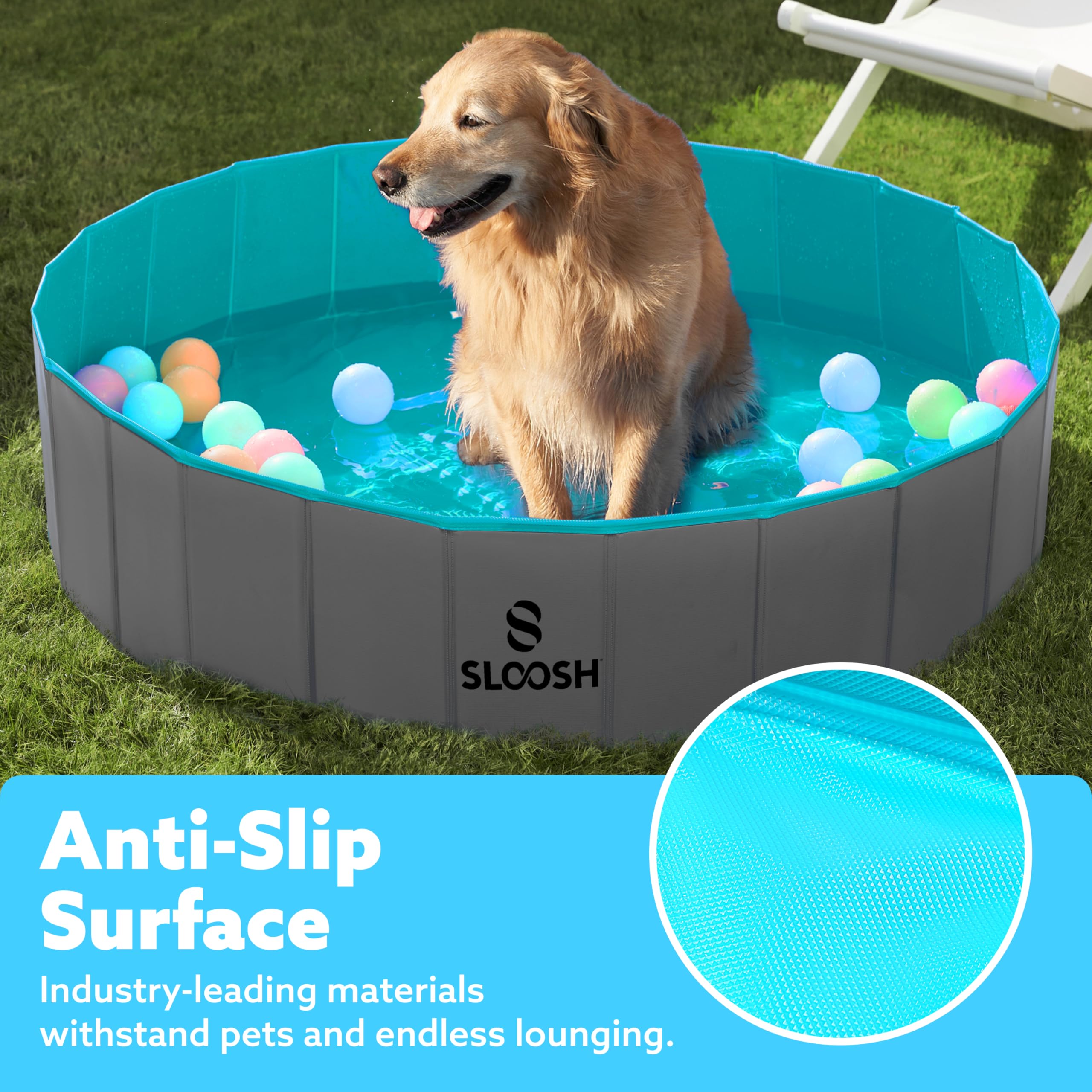 Sloosh materiales duraderos PP y PVC para mascotas activas.