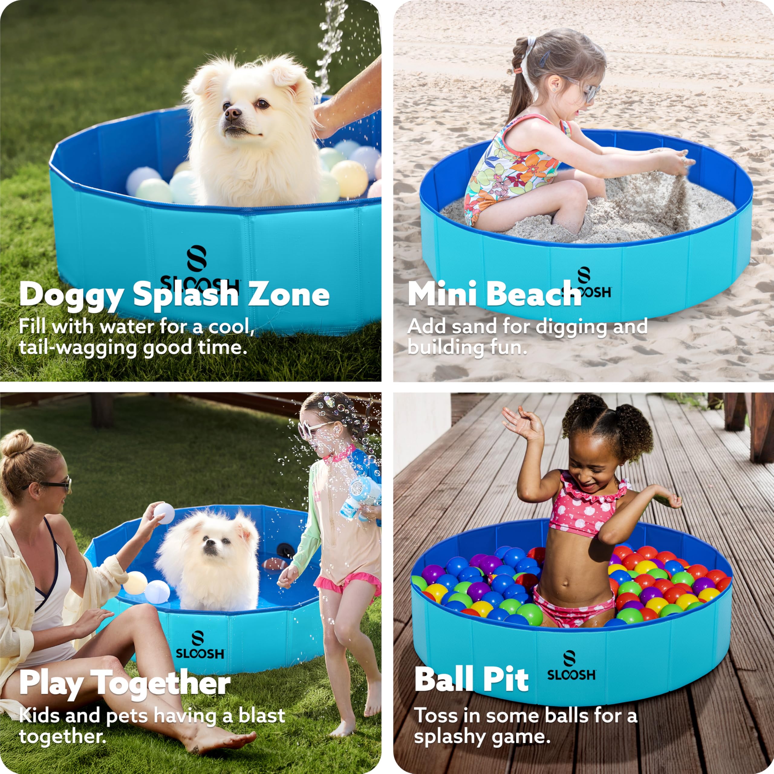 Sloosh piscina para perros, uso multifuncional como área de juego.