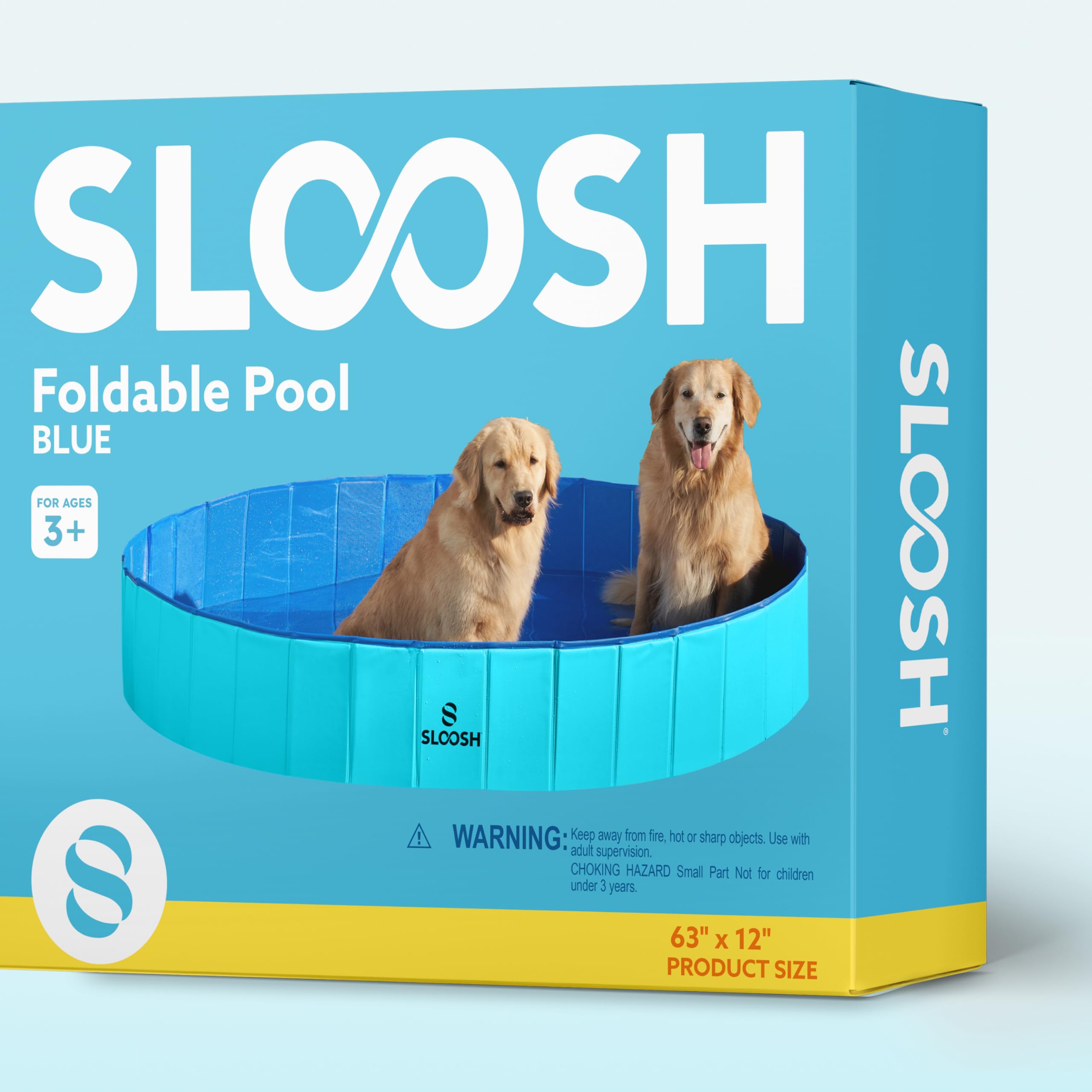 Sloosh piscina azul para ver y tocar, experiencia refrescante al aire libre.