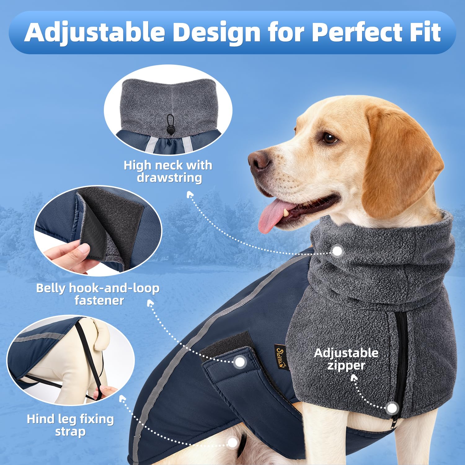 SlowTon capa externa impermeable contra viento, mantiene al perro seco durante salidas ventosas.