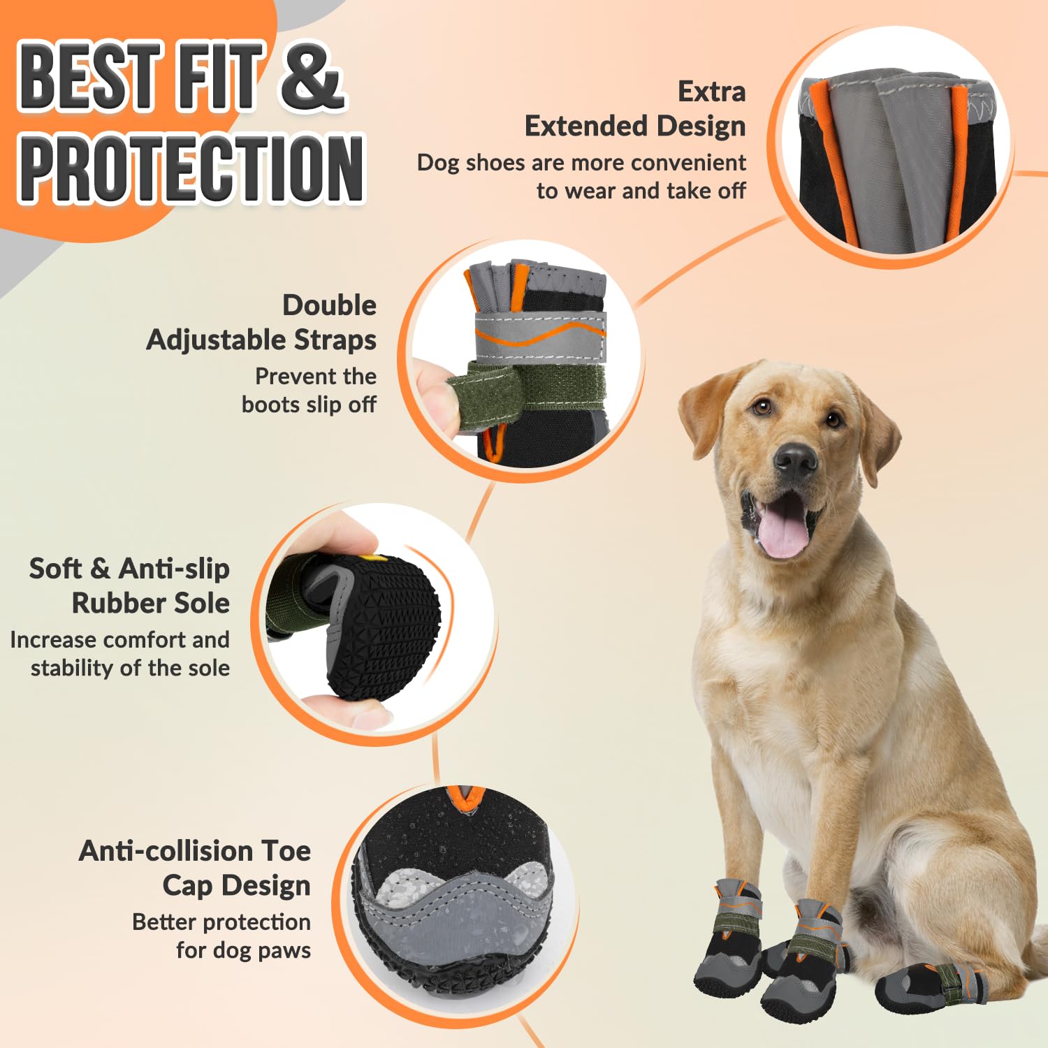 SlowTon botas para perros, elementos reflectantes para mayor visibilidad nocturna.