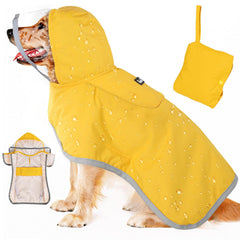 SlowTon capa para perros con capucha transparente para lluvia, mantiene seco sin bloquear la visión