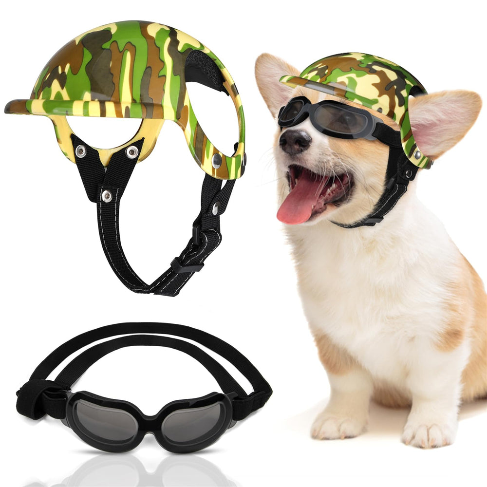 SlowTon casco para perro camuflaje, protección y estilo en paseos.