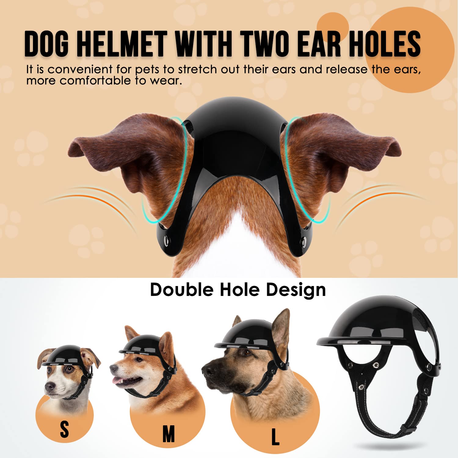 SlowTon casco para perro con doble orificio para orejas