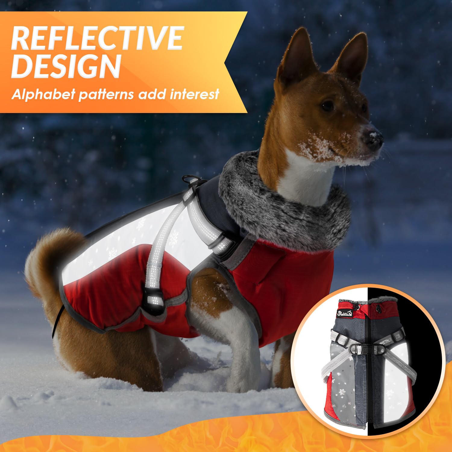 SlowTon chaqueta para perro con borde reflectante lateral para seguridad.