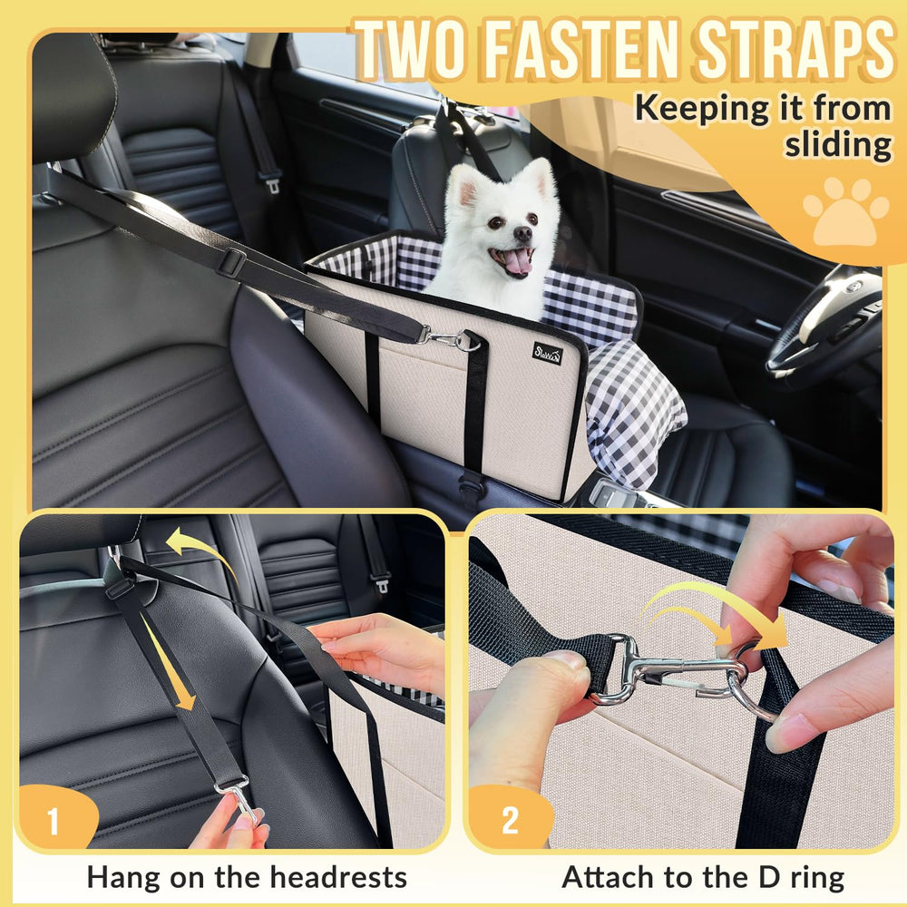 Consola SlowTon para perro en coche beige, base plana para estabilidad