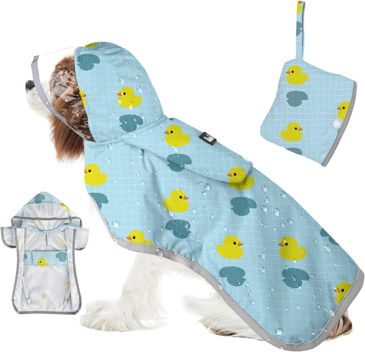 SlowTon impermeable con capucha transparente mantiene seco al perro y visión clara.