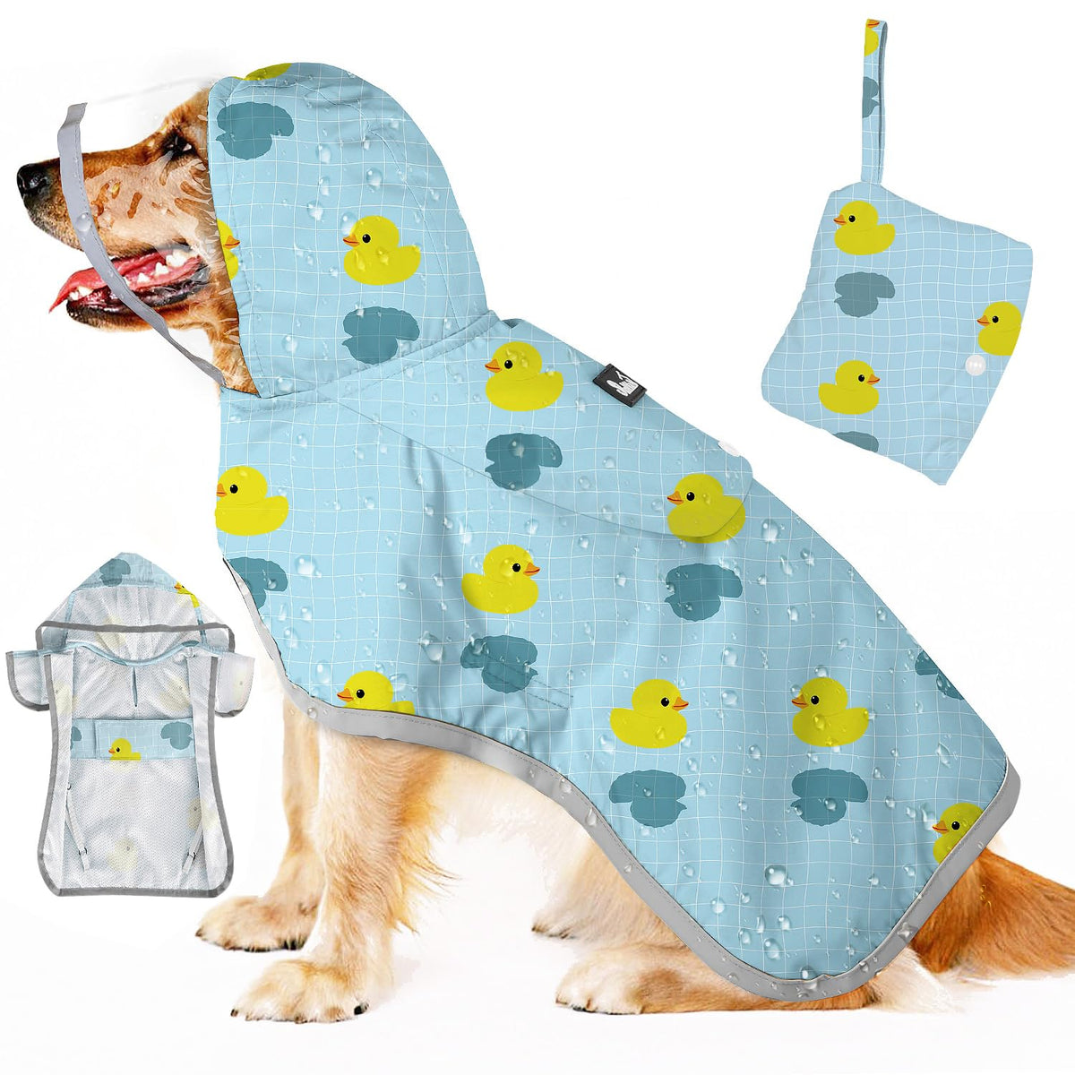 SlowTon impermeable para perros con capucha transparente protege contra la lluvia.