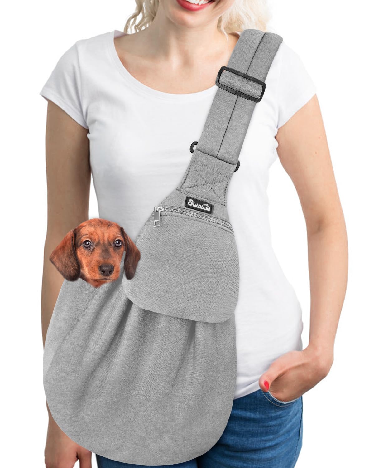 SlowTon Sling Carrier con correa acolchada para paseos cómodos.