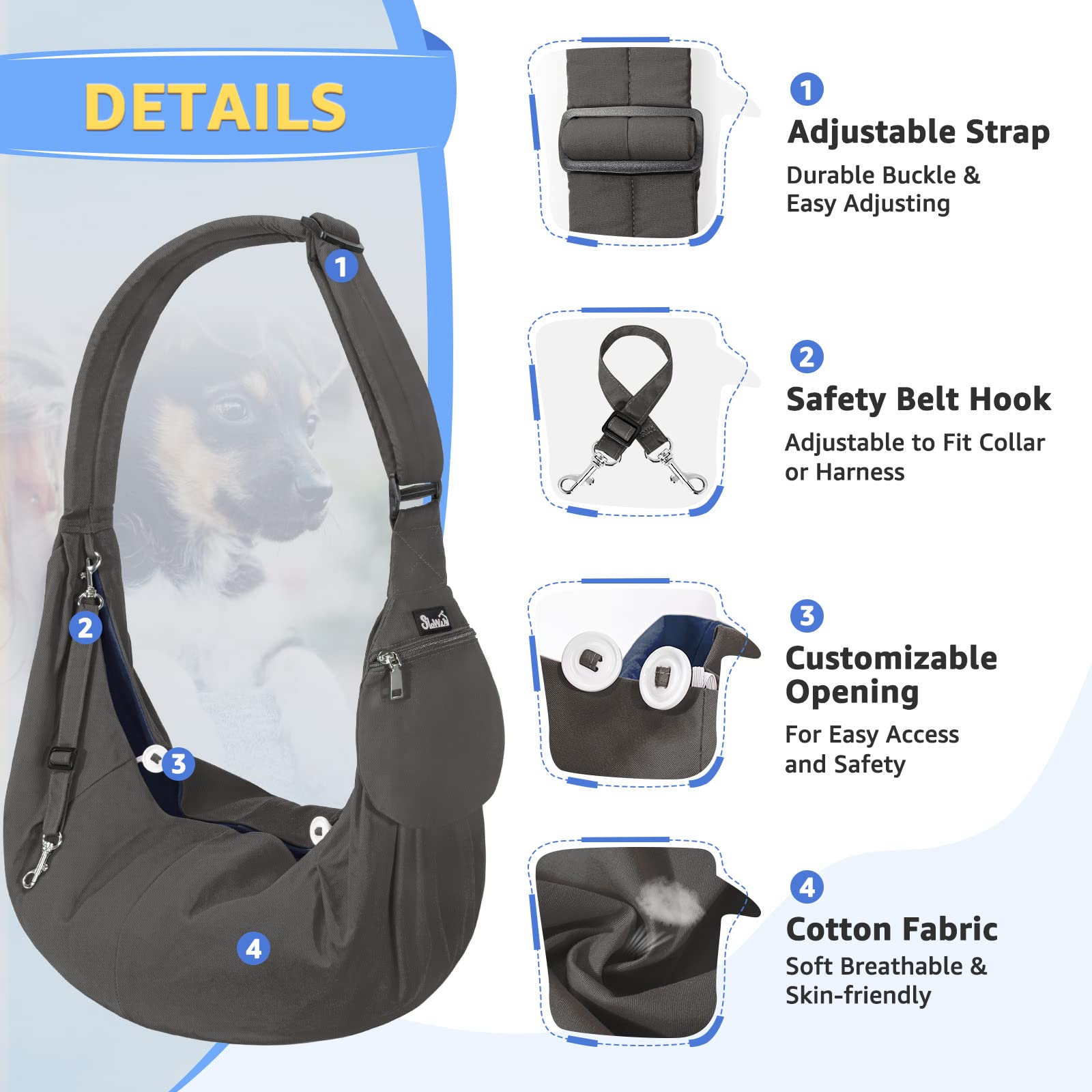 Detalle de seguridad con gancho ajustable para evitar caídas en SlowTon Sling.