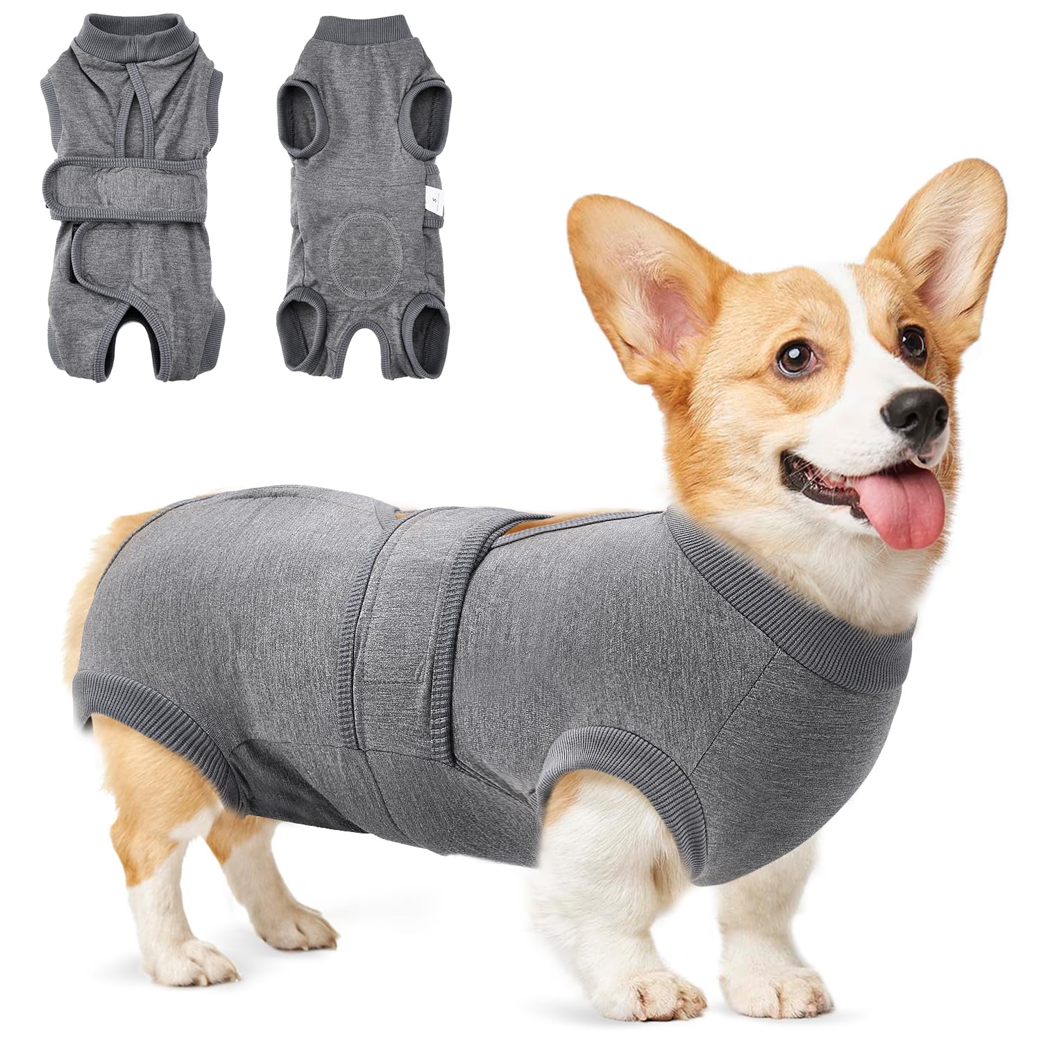 SlowTon traje de recuperación para perro, vista frontal, cómodo postoperatorio