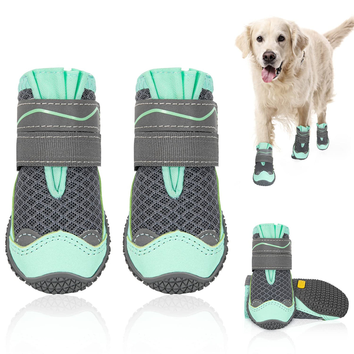 SlowTon zapatos para perros transpirables en verde protegen patas en caminatas al aire libre
