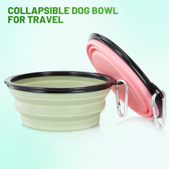 Cuenco grande SLSON colapsable en verde brote, perfecto para agua en caminatas.