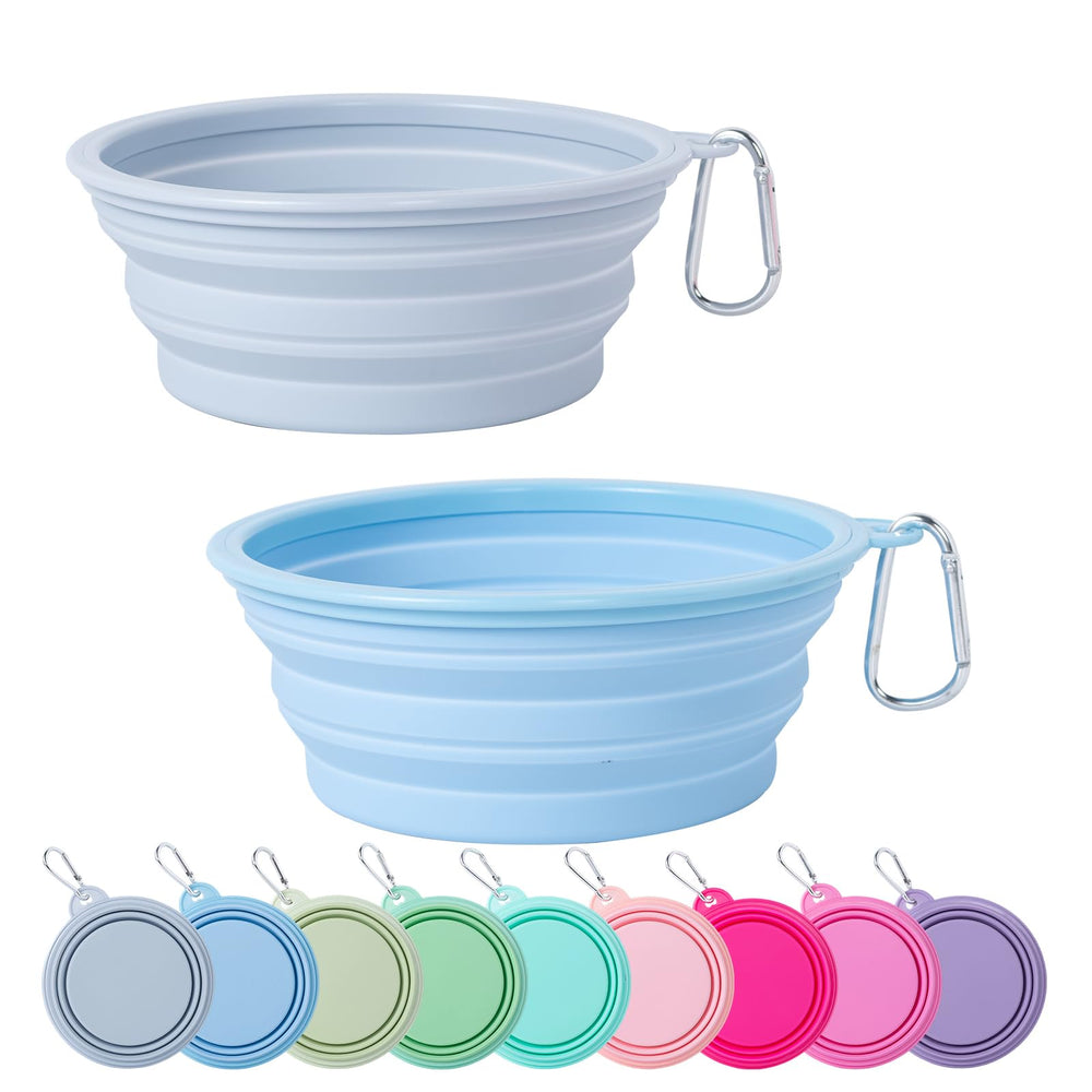 SLSON tazón plegable azul macaron para perros, ideal para beber durante paseos