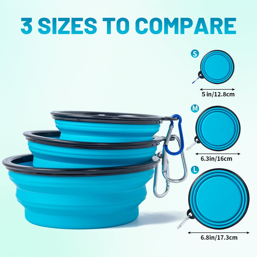 Tazón plegable SLSON con tapa verde, ideal para viajes con perros y gatos.