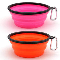 SLSON tazón plegable grande para mascotas, naranja, ideal para paseos.