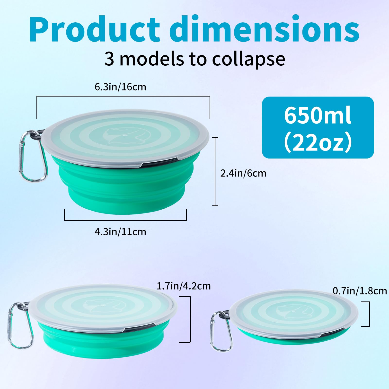 Tazón plegable SLSON mediano expandido para comida o agua.