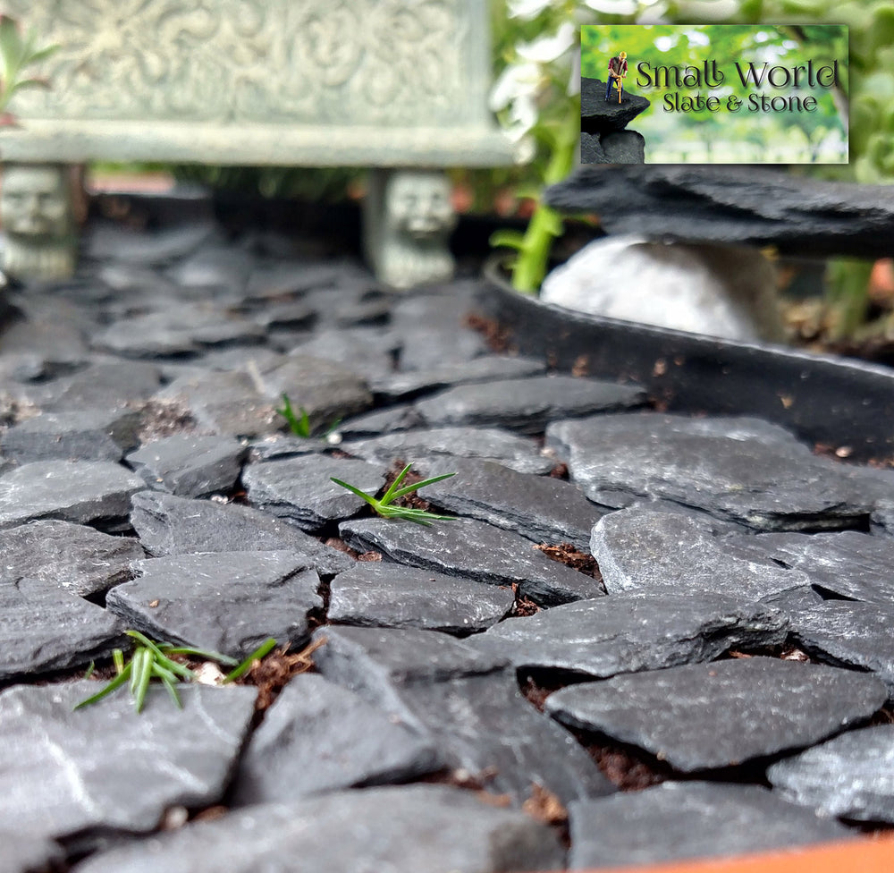 Small World Slate Stone: decoraciones para bonsai y hogar, gris natural.