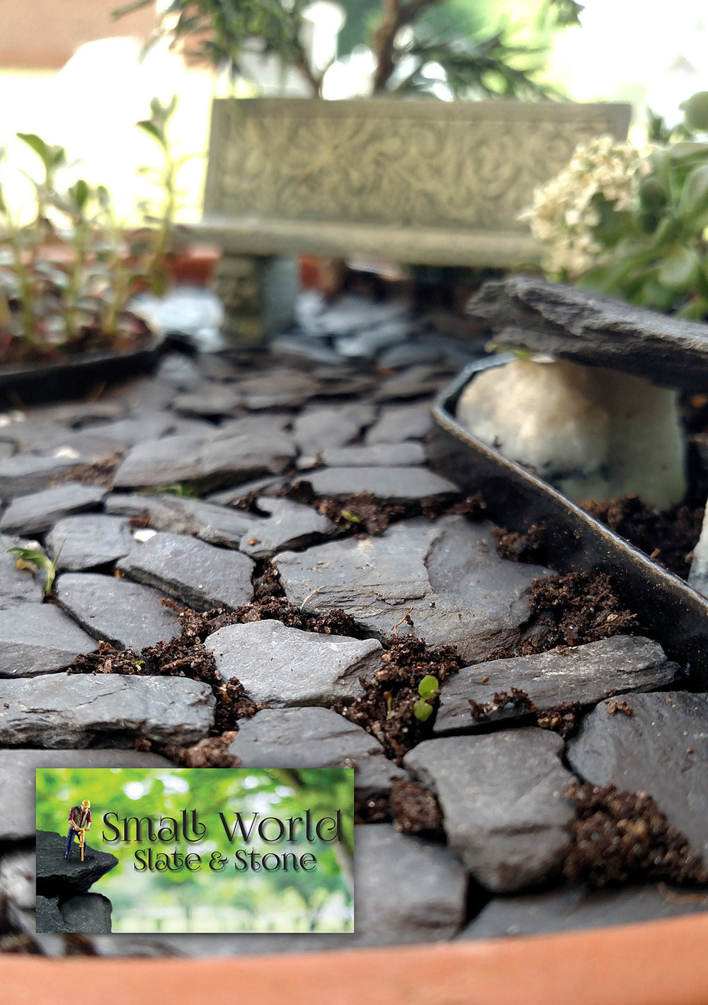 Small World Slate Stone: terraarios y acuarios, piedras que retienen calor.